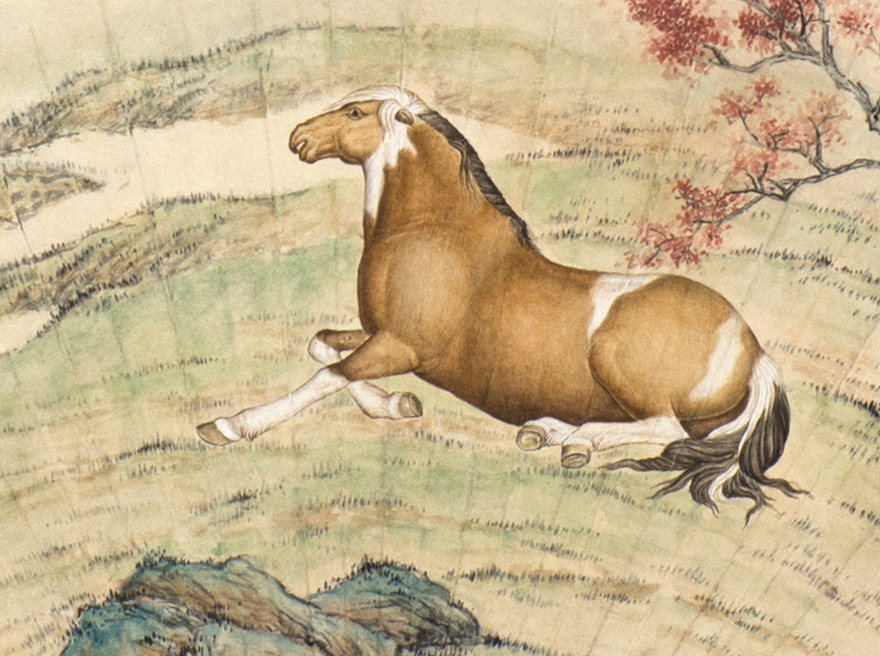 马晋-卧马图(附翰海拍卖证书)