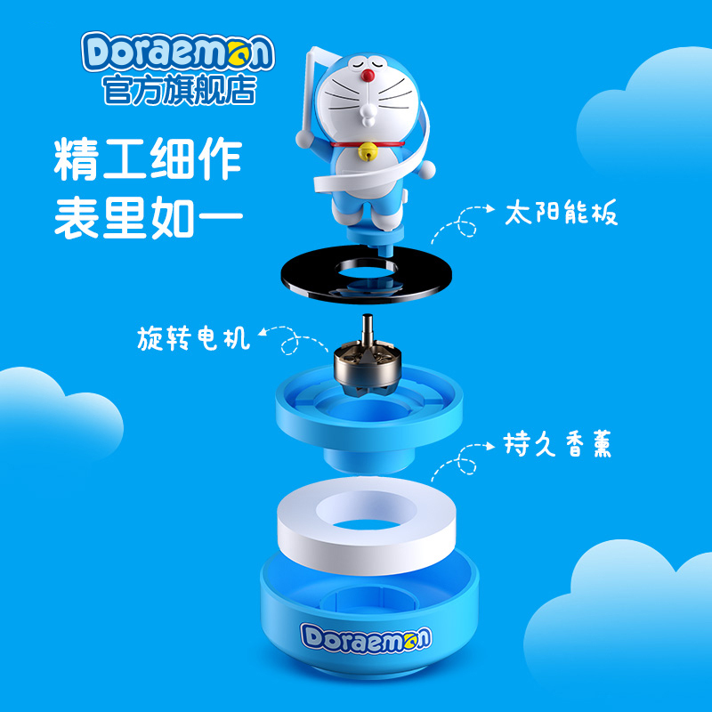 doraemon 50th anniversary commemorative hand-made solar car rotating aromatherapy decoration deodorant jewelry creative gift
