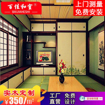 Wuhan Japanese-style solid wood custom tatami storage floor combination clothes bookcase overall design Bedroom design and installation