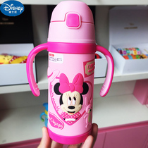 Baby drinking water bottle straw 1-3 years old childrens thermos cup Silicone drop-proof cute cartoon portable water cup with handle