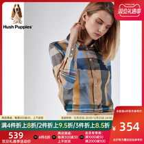 Hush Puppies Leisurewear Cotton Casual Long Sleeve Contrast Large Plaid Shirts for Women HA-19110D