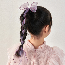 Korean girl ribbon hair accessories bow rope childrens Hairband temperament ponytail hair baby leather band headwear