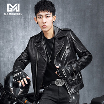 Leather Leather Men Haining Locomotive Leather Clothes Slim Short Leather Jackets Mens Leather Sheep Jacket Locomotive Clothing