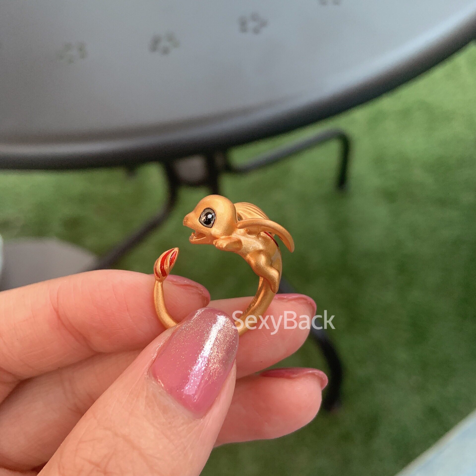 精灵宝可梦开口戒指925银镀金 小火龙戒指 皮卡丘戒指神奇宝贝