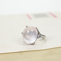 Natural Powder Crystal Ring Woman High Ice Egg Noodles Nude Stone Ice Seed Jade Ring Live Mouth 18K Gold Inlaid Transfer