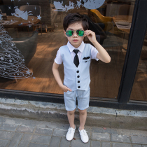 Boys Host Small Dress Summer Handsome England Kids Suit Boys Show Clothes Floral Kids Suit Korean Style