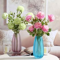 New product simulation rose peony multi-color three-headed Qianjiao rose Juanhua fake flower wedding living room decoration placement