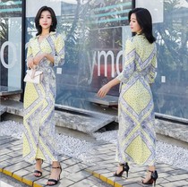 South Korea Sanya seaside resort beach long skirt superxian holiday skirt waist slim bathing suit outer shirt dress women