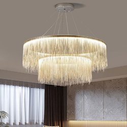 Tassel chandelier light luxury art restaurant Italian style chandelier simple home hollow lamp