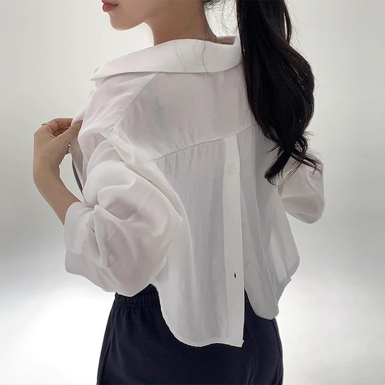 Temperament niche long-sleeved sunscreen shirt for women in summer design niche rear-breasted slit casual loose short top
Temperament niche long-sleeved sunscreen shirt for women in summer design niche rear-breasted slit casual loose short top