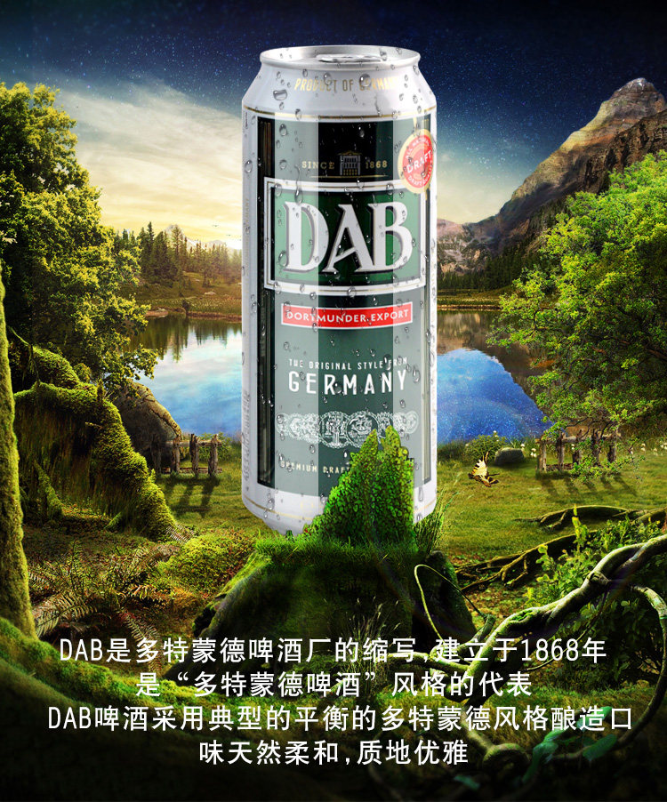 代发批发德国dab大奔啤酒黄啤听装500ml24听装特价一.