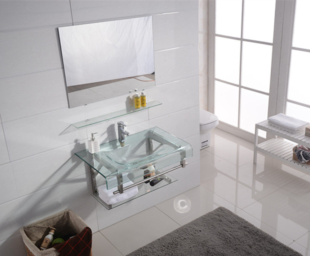 挂墙式洗脸盆玻璃支架洗手盆小户型卫生间阳台挂盆陶瓷盆龙头包邮