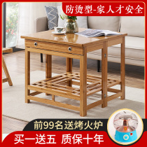 Fire table Household square folding solid wood fire shelf Multi-function heating table Kang table Dining table Coffee table