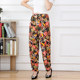 Summer Thin Extra Large Size Women's Mom's Pants Loose Ice Silk Bloomers Middle-aged and Elderly 200 Jin Flower Pants Nine-Point Pants