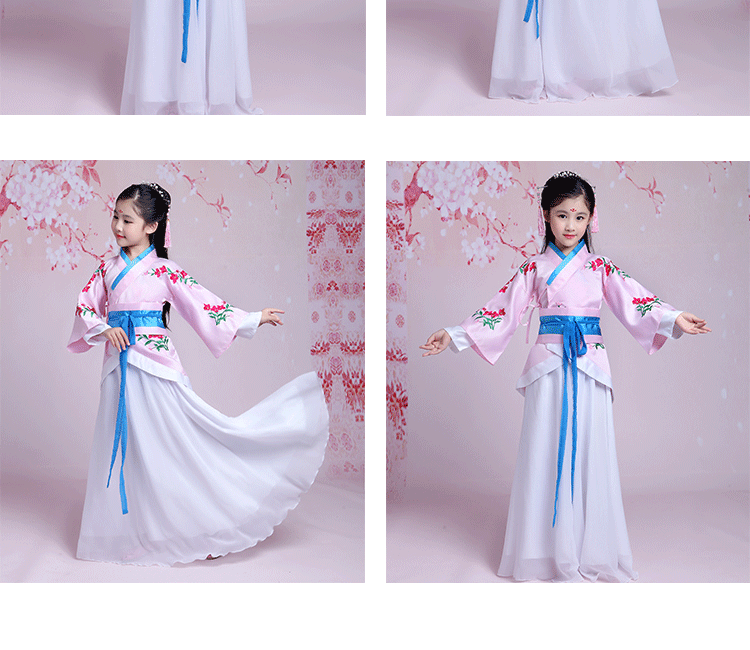 儿童汉服古装 改良中国风仙女公主国学服 古典舞古筝演出服拍照