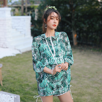 Swimsuit female summer split three-piece Sports loose shirt belly thin conservative student hot spring 2021 New