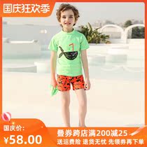 2021 new split two-piece Childrens swimsuit boys and childrens swimsuit summer beach beach with swimming cap