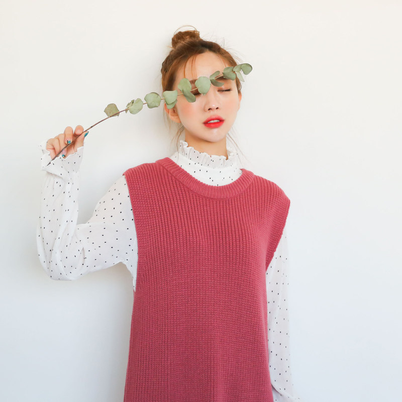 【owole 朴瑟seul】春新款 小确幸中长宽松无袖套头针织连衣裙_6折