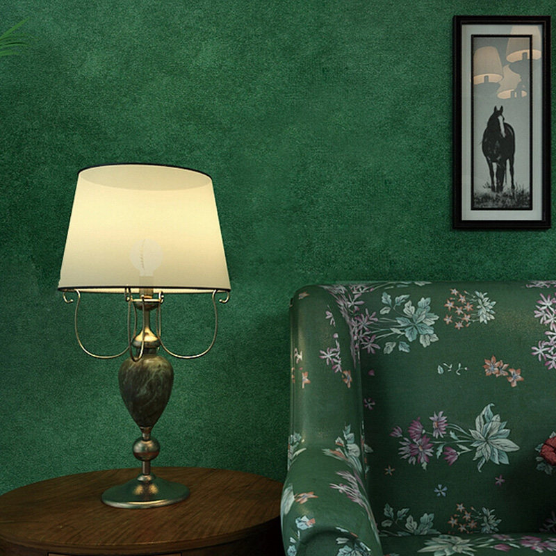 美式乡村纯色复古墨绿色无纺布壁纸素色卧室客厅背景墙纸加厚满铺