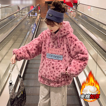 Girls thick autumn winter coat 2021 New Korean version plus velvet winter sweater childrens fashionable sweater coat tide