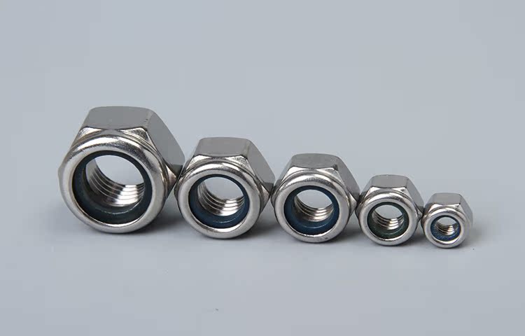 304/316不锈钢尼龙加厚六角锁紧螺母防脱防松螺帽m5m6m8m10m12m16