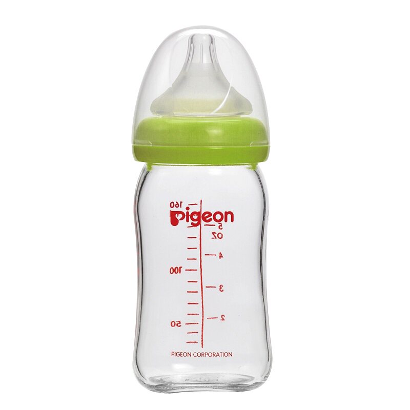 日本进口 pigeon贝亲母乳实感宽口玻璃奶瓶160ml 三色可选