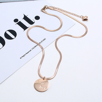 Japan and South Korea new titanium steel letters good luck round brand necklace female niche design hip-hop personality wild Net red choker