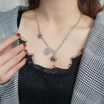 Niche design retro elephant necklace female Net Red hip hop simple wild cute letter disc pendant choker