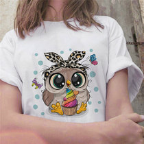 Fashion nd New T-shirt Cute Owl Graphic Printed Female T shi