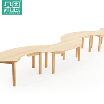 Doen fan-shaped table Solid wood kindergarten table and chair Childrens table Small desk toy table Baby learning table