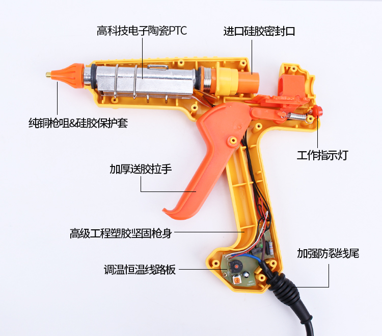 热熔枪调温大功率200w300w胶枪工具多功能工业热溶胶棒条热熔胶枪