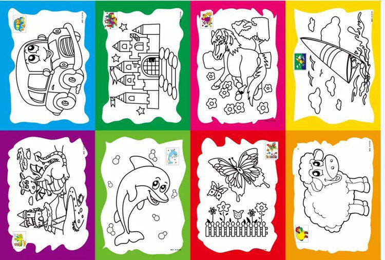 材料儿童填色其他小孩填充颜色制作孩子画画卡通图案涂色益智画