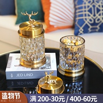European home living room coffee table decorations electroplated deer head glass candy cans with lid storage cans ornaments