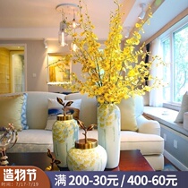 New Chinese style home ceramic vase decoration Living room TV cabinet flower arrangement European dancing orchid table decoration decoration