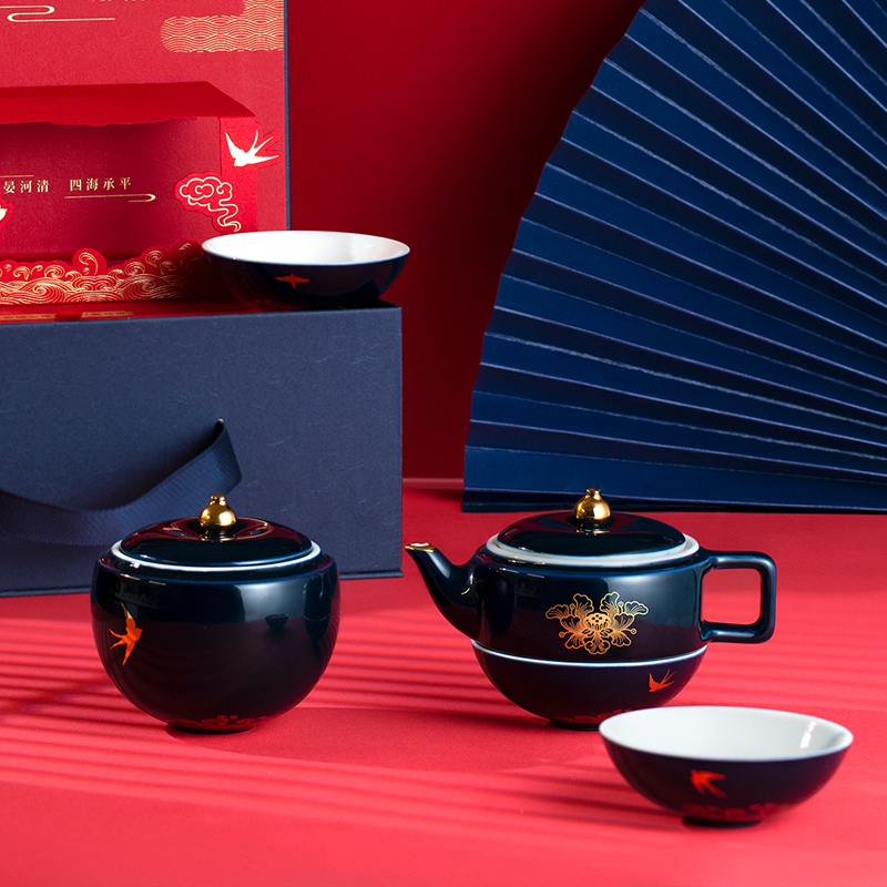 中国国家博物馆海晏河清灯笼茶具礼盒套装茶壶茶罐功夫生日礼物