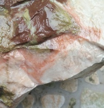 Ning Qiang Coral Jade Fossil Red Color Roll Veins Original Stone Chishite Engraving Stock Boutique Red Huang White Tricolor W