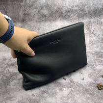 Natural Wrestling Mens Baotou Layer Bull Pisense Envelope Business Hand Grip Bag Large Capacity Handbag Black Wallet Wave