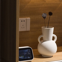 Net red ceramic vase simple modern art frosted white ceramic double ears simple flower arrangement flower arrangement dried flower decoration