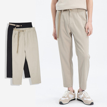 Straight tube casual trousers men tide loose lipid tide nine points sweatpants Korean summer broad leg mens pants