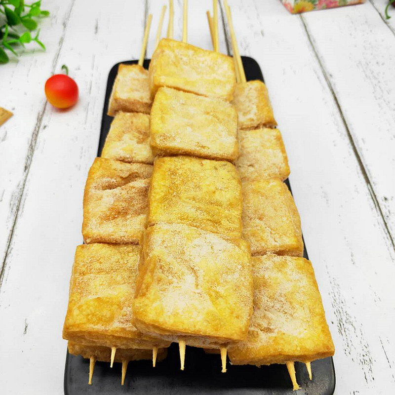 武汉风味臭豆腐串 冷冻油炸小吃半成品油豆腐串 烧烤素食铁板食材