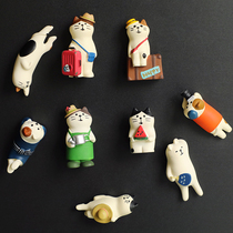 Japan-style Zakka Cute Little Kitty fridge post 3D Cubic Magnetic Magnetic Sticker Home Decoration Pint Iron Stone Message Sticker