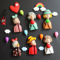 Bubble Girl Fridge Sticker Nordic girl Heart Magnetic Magnetic Sticker iron Stone Cubist Home Decorative Message Paste