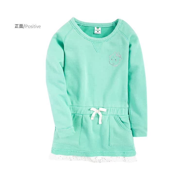 童装春秋女童纯棉卫衣裙宝宝长袖连衣裙纯色中