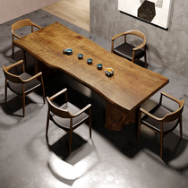 Solid Wood Large Plate Tea Table Modern Minimalist Office Tea Table Tea Table Tea Table Business Pine Wood Log Large Plate Table Strip Table