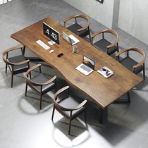 American Solid Wood Meeting Table Long Table Brief Retro Computer Desk Iron Art Desk Negotiate Table And Chairs Scripts Kill Table And Chairs