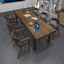 Conference Table Long Bar Table Solid Wood Desk Long Table Bench Large Plate Table Industrial Wind Loft Negotiate Table And Chairs