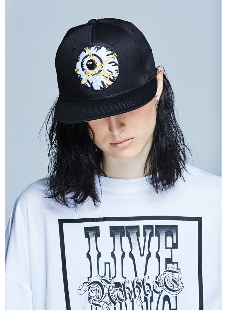 mishkanyc & longclothing英伦潮牌 刺绣大眼球金链条七孔棒球帽