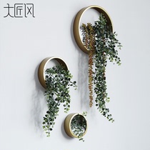 Big Craftsman style creative wall decoration wall hanging piece pastoral Wall simple round meaty flower plant pot wall decoration