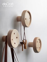 Big craftsmanship Nordic minimalist solid wood adhesive hook hanger creative wall hanging hat non-perforated button porch hanging decoration