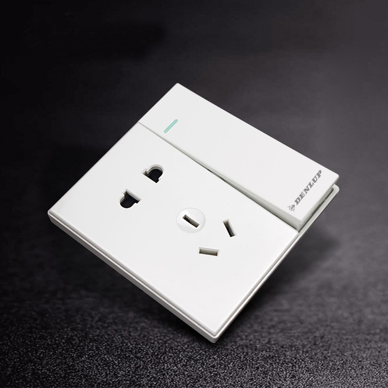 86型开关插座面板雅白二三插五孔带双控开关家用一开五孔电源插座